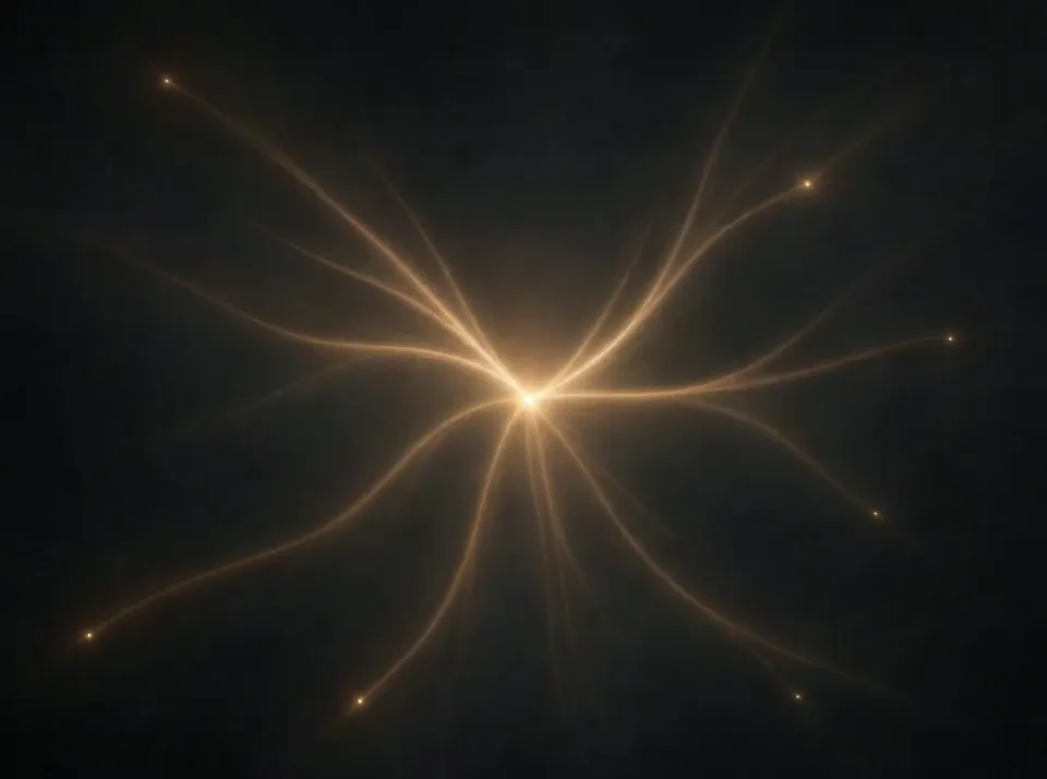 One warm point of light radiating outward into many streams.